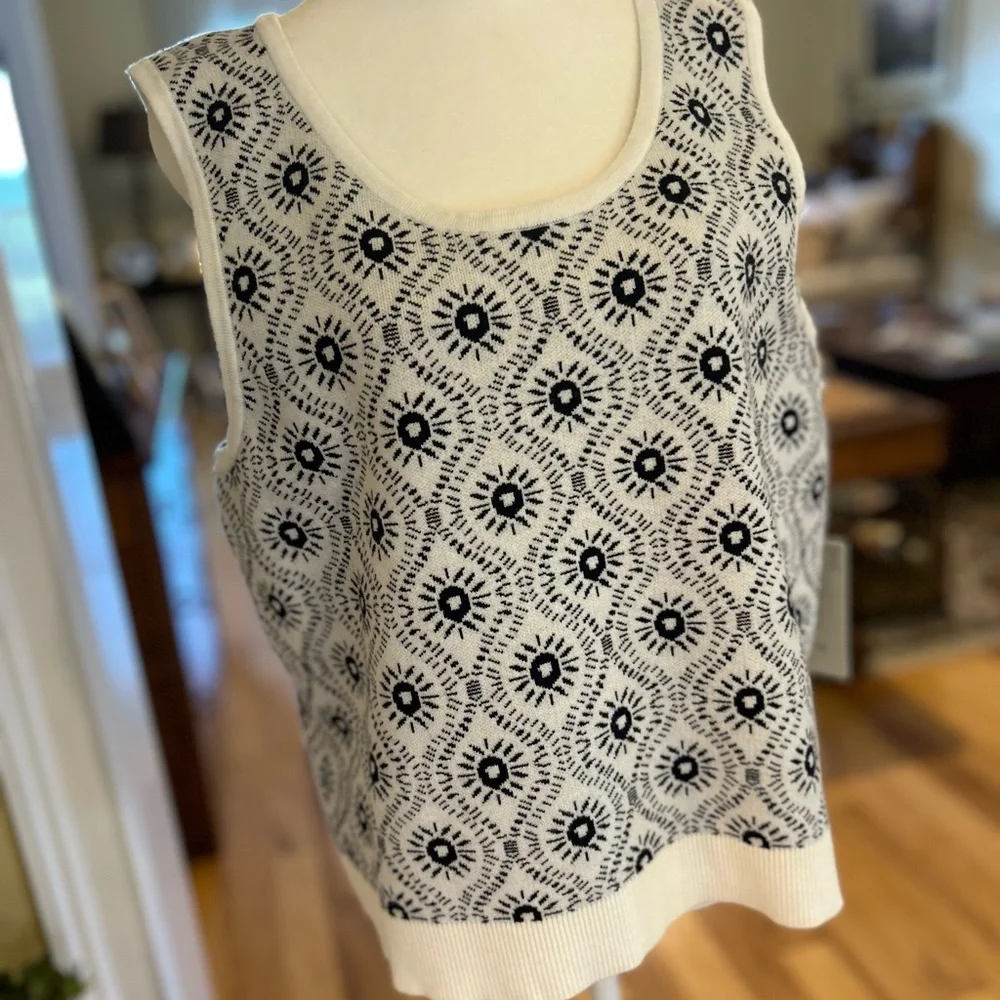 NWT Joie Black & White Patterned Soft Knit Tank Top Sweater